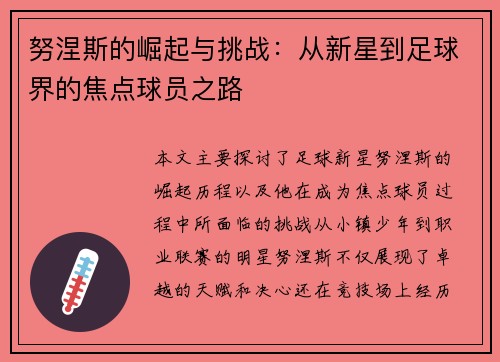 努涅斯的崛起与挑战：从新星到足球界的焦点球员之路